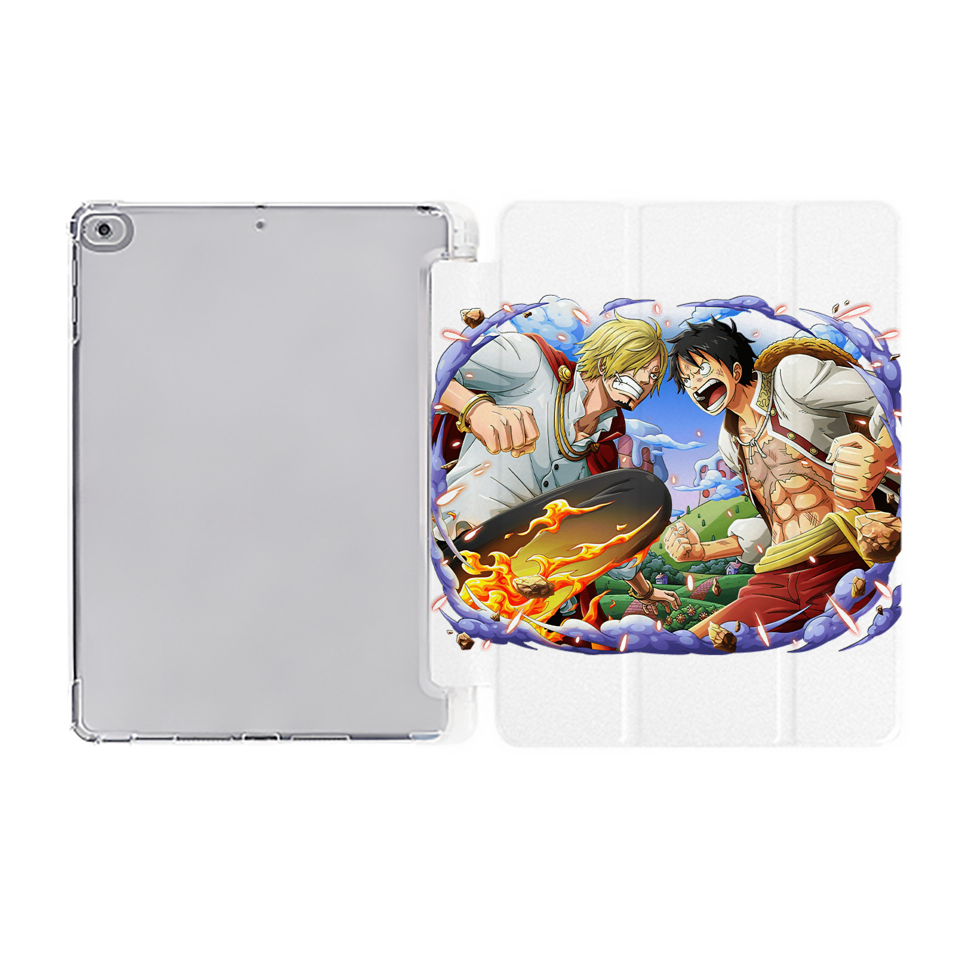 （画像用） ワンピース モンキー・D・ルフィ ONE PIECE Monkey D. Luffy IPad ケース ペン収納付き 三つ折りスタンド PUレザー×シリコン 対応機種9.5/10.5/10.9インチ